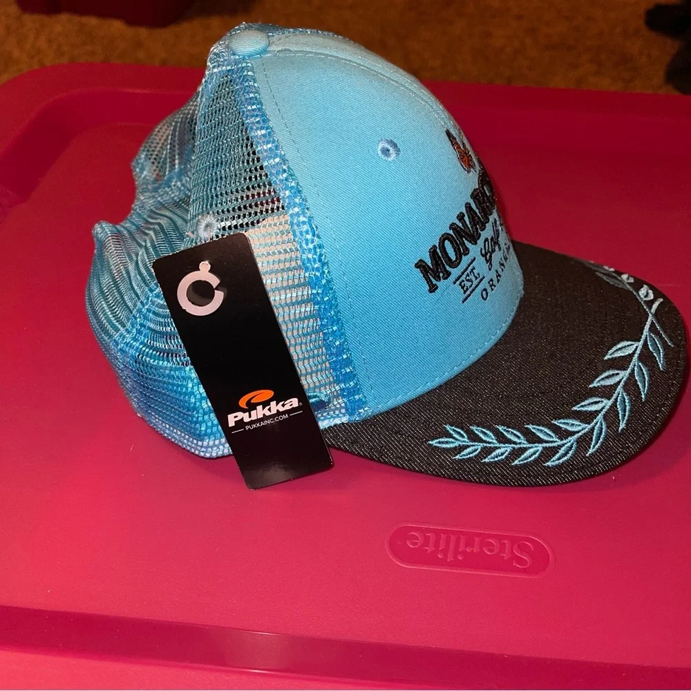 Monarch Beach Golf Hat Structured Trucker Mesh Denim Pukka  Black/Blue New_3